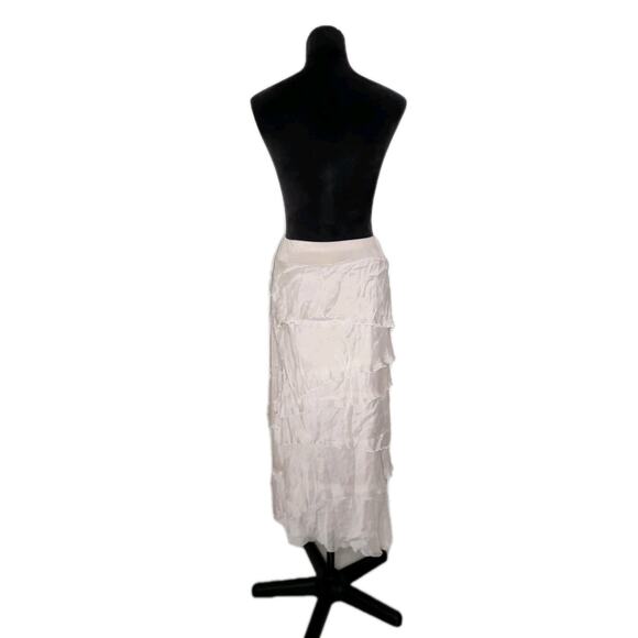 Tempo Paris Silk Angled Tiered Midi Skirt Pink Boho Euro Summer size small - Picture 5 of 10